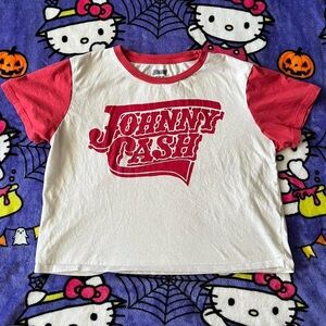 Tailgate Johnny Cash crop shirt.Size medium.